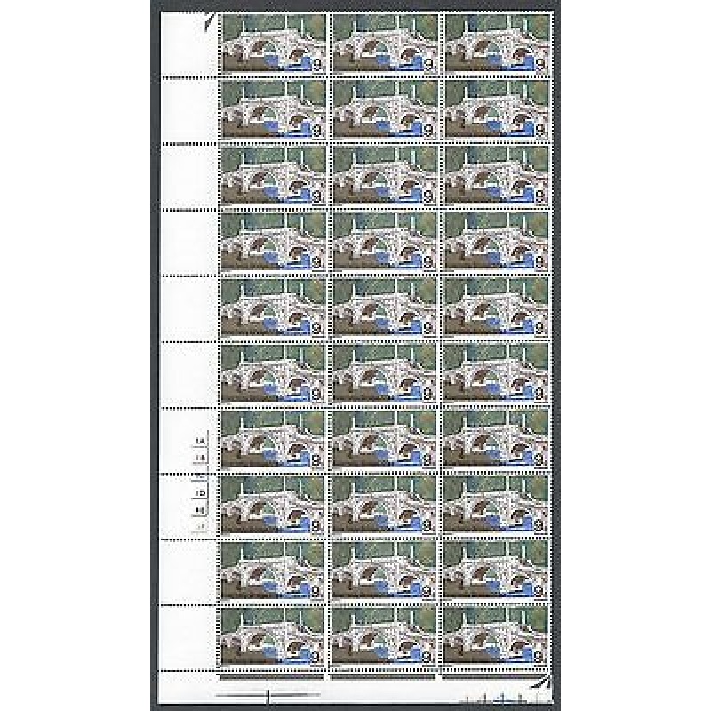 1968 Bridges 9d  Cylinder Quarter Sheet With Listed Flaw - MNH