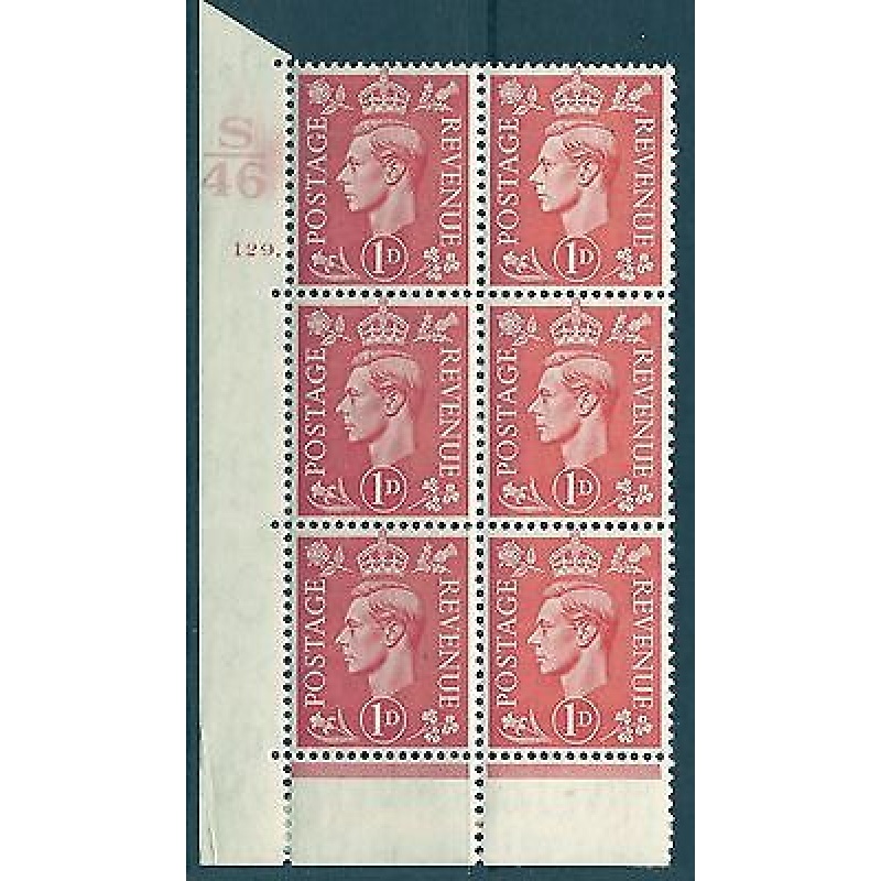 1d Pale scarlet S46 129 Dot cylinder block MOUNTED MINT in margin