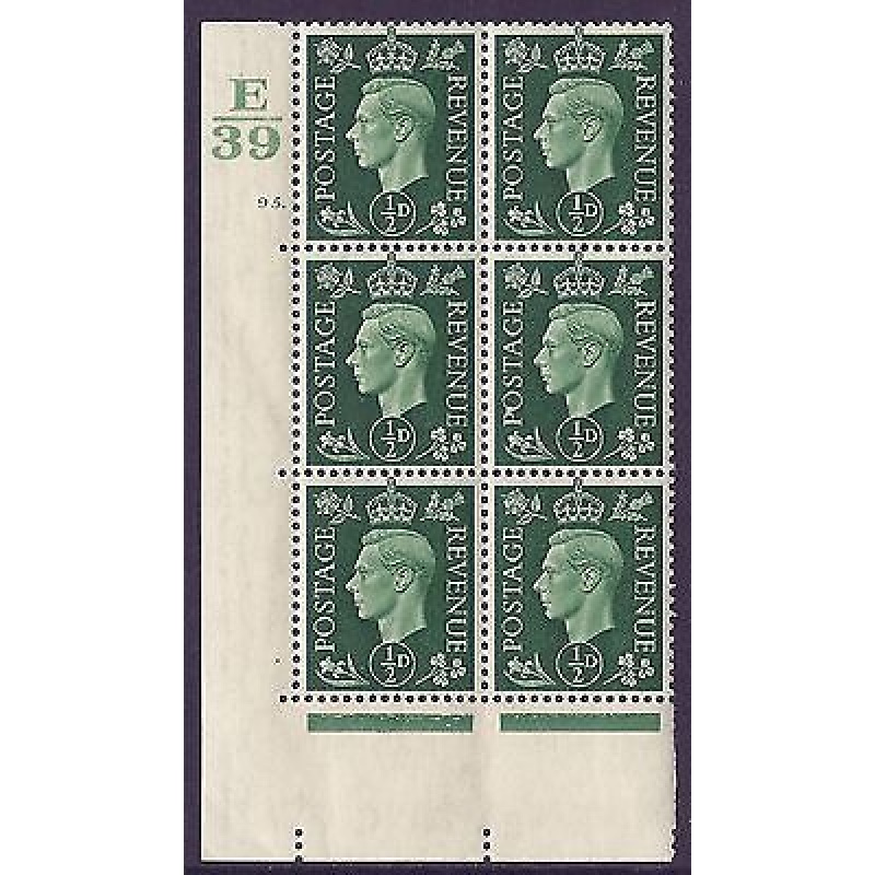 1937 d Green Dark colours E39 95 Dot perf 5(E I) block 6 UNMOUNTED MINT MNH