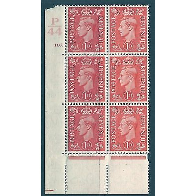 1d Pale scarlet P44 107 Dot cylinder block UNMOUNTED MINT