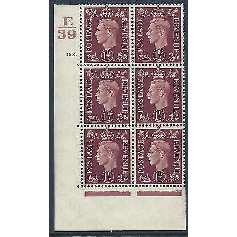 1937 1d Brown Dark colours E39 128 Dot perf 5(E I) block 6 UNMOUNTED MINT MNH