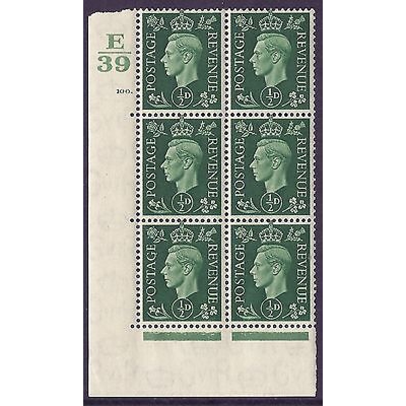 1937 d Green Dark colours E39 100 Dot perf 5(E I) block 6 UNMOUNTED MINT MNH