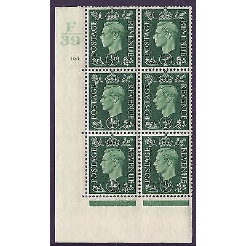 1937 d Green Dark colours F39 105 Dot state (i) block 6 UNMOUNTED MINT MNH