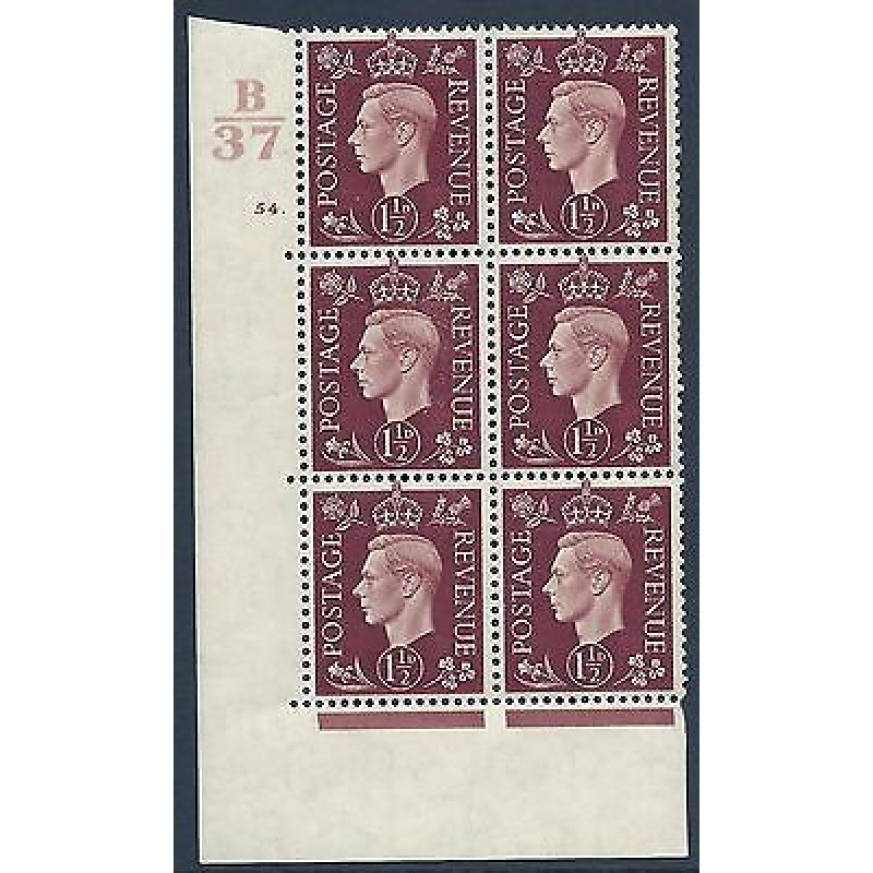 1937 1d Brown Dark colours B37 54 Dot perf 5(E I) block 6 UNMOUNTED MINT MNH