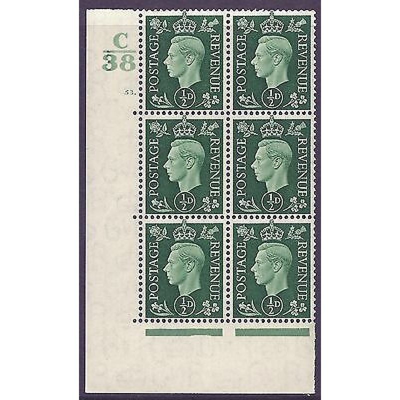 1937 d Green Dark colours C38 53 Dot perf 5(E I) block 6 UNMOUNTED MINT MNH