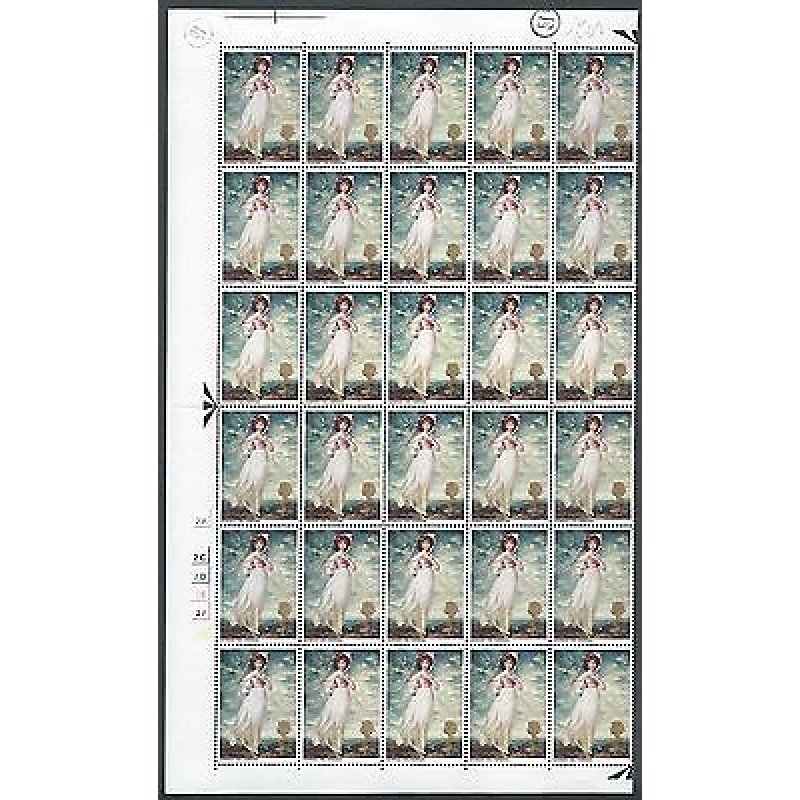 1968 Paintings 1 - No Dot Cylinder Half Sheet With Varieties - MNH