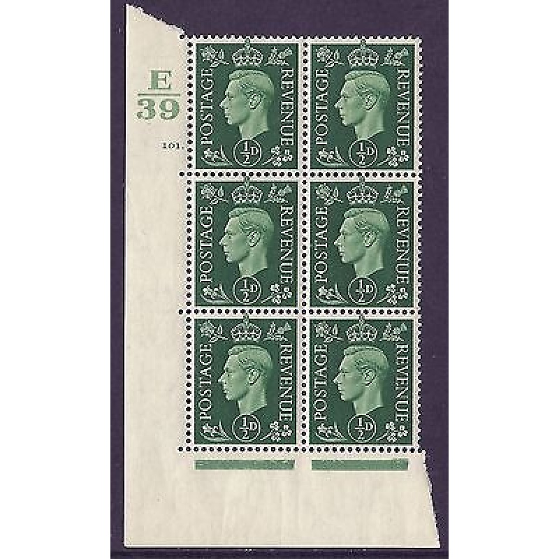 1937 d Green Dark colours E39 101 Dot perf 5(E I) block 6 UNMOUNTED MINT MNH