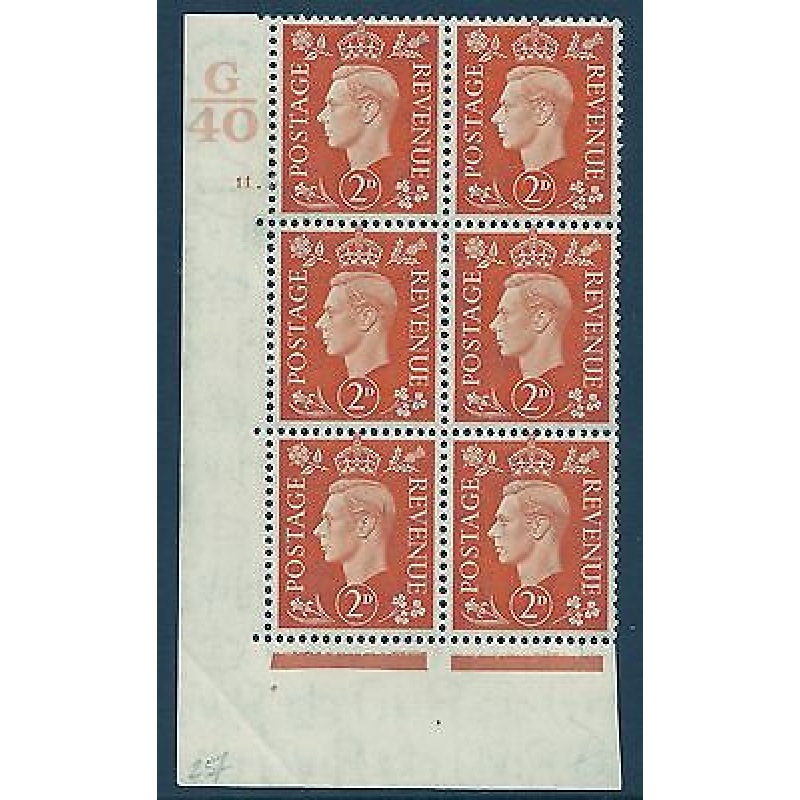 1937 2d Orange Dark colours G40 11 Dot perf 5(E I) block 6 UNMOUNTED MINT MNH