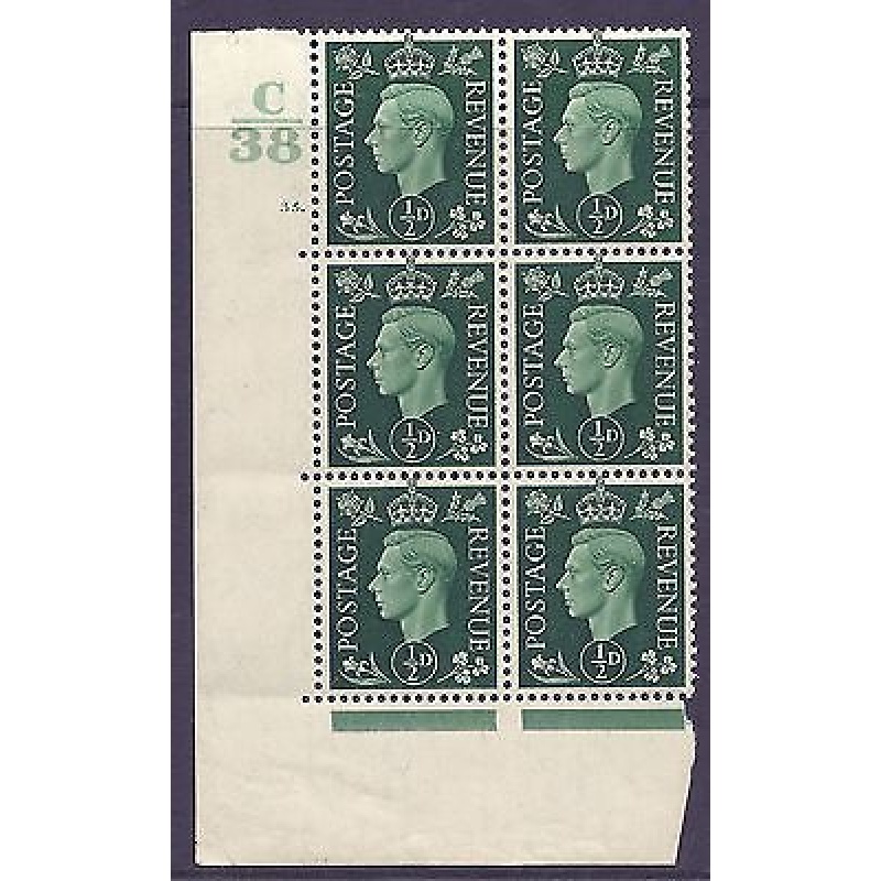 1937 d Green Dark colours C38 35 Dot Perf 5(E I) block 6 UNMOUNTED MINT MNH