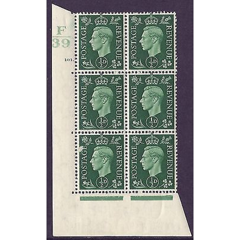 1937 d Green Dark colours F39 101 Dot perf 5(E I) block 6 UNMOUNTED MINT MNH