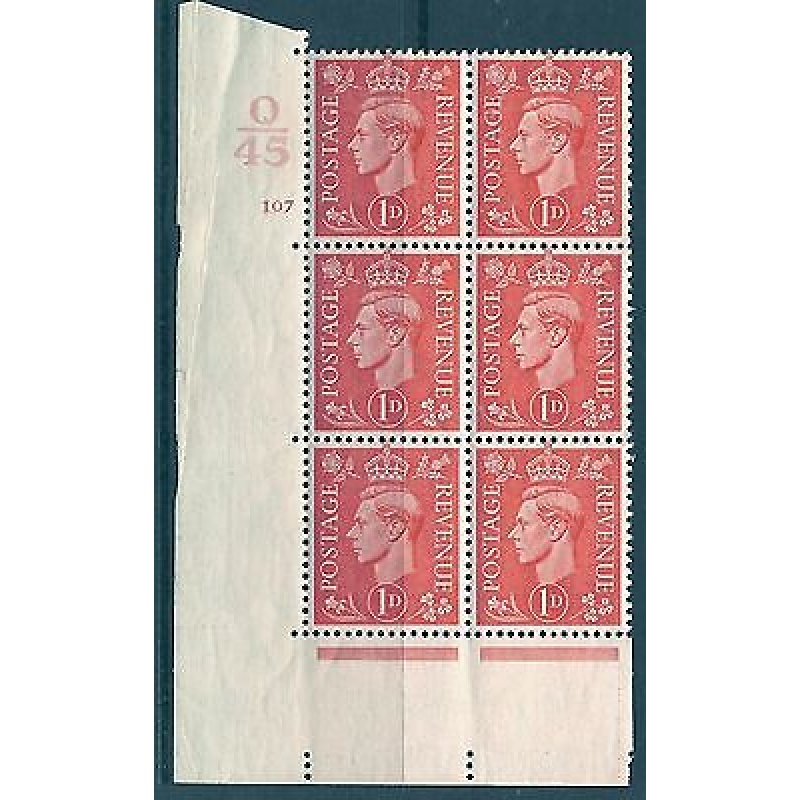 1d Pale scarlet Q45 107 No Dot cylinder block UNMOUNTED MINT