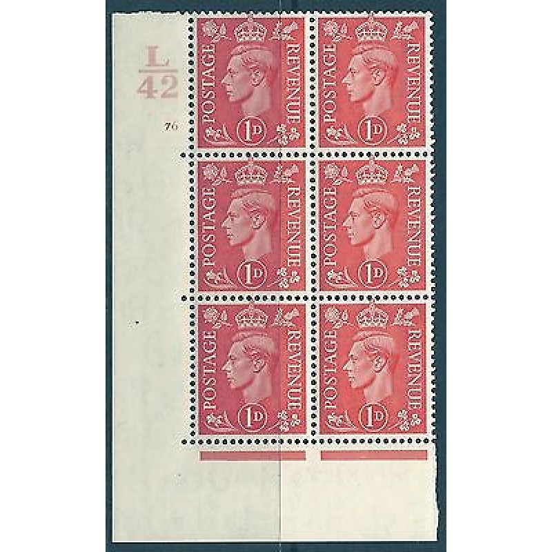 1d Pale scarlet L42 76 No Dot cylinder block UNMOUNTED MINT