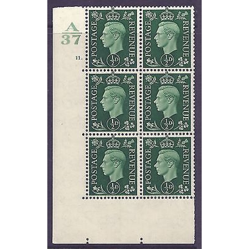 1937 d Green Dark colours A37 11 Dot Perf 5(E I) block 6 UNMOUNTED MINT MNH