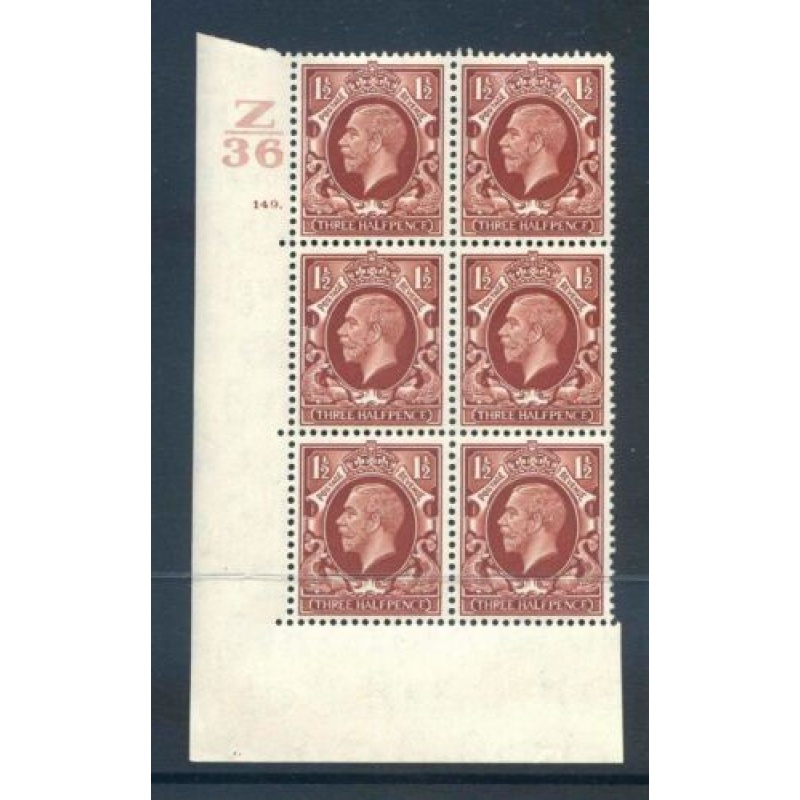 KGV SG441 1 1 2d Red Brown Z36 Cyl 149 Dot E I Unmounted Mint