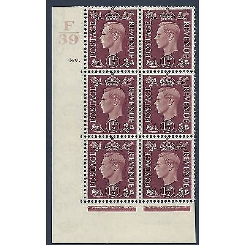 1937 1d Brown Dark colours F39 149 Dot perf 5(E I) block 6 UNMOUNTED MINT MNH