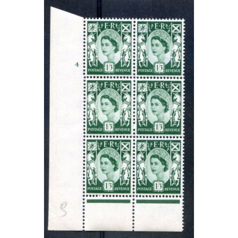 Scotland SGS5 1 3 Green Cyl 4 Corner Marginal Block 6 Unmounted Mint