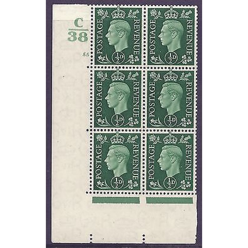 1937 d Green Dark colours C38 55 No Dot perf 5(E I) block 6 UNMOUNTED MINT MNH