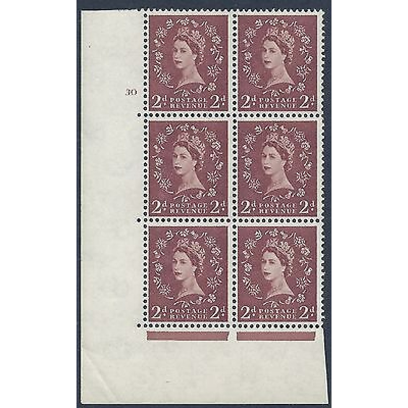 1958 - 1965 2d Multi Crowns on White cylinder 30 No Dot perf type A (E I) MNH