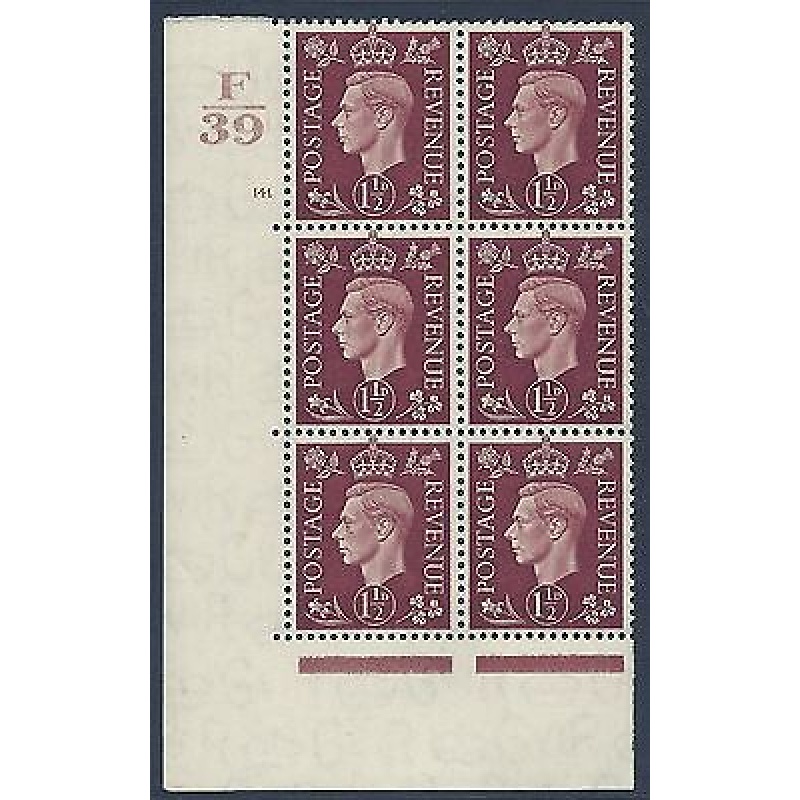 1937 1d Brown Dark colours F39 141 NoDot perf 5(E I) block 6 UNMOUNTED MINT MNH