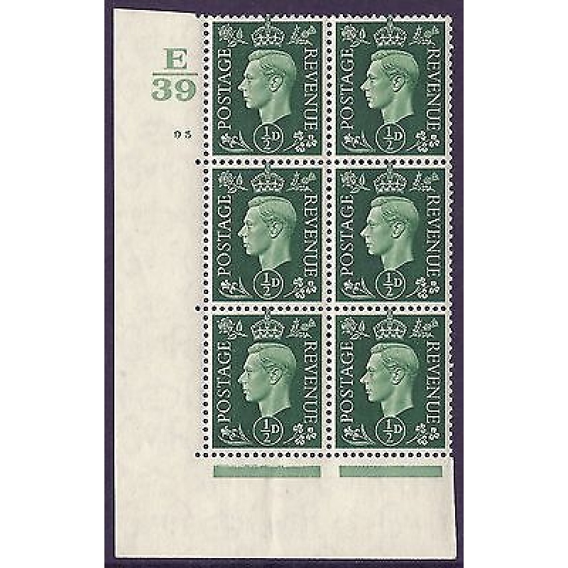 1937 d Green Dark colours E39 93 No Dot perf 5(E I) block 6 UNMOUNTED MINT MNH