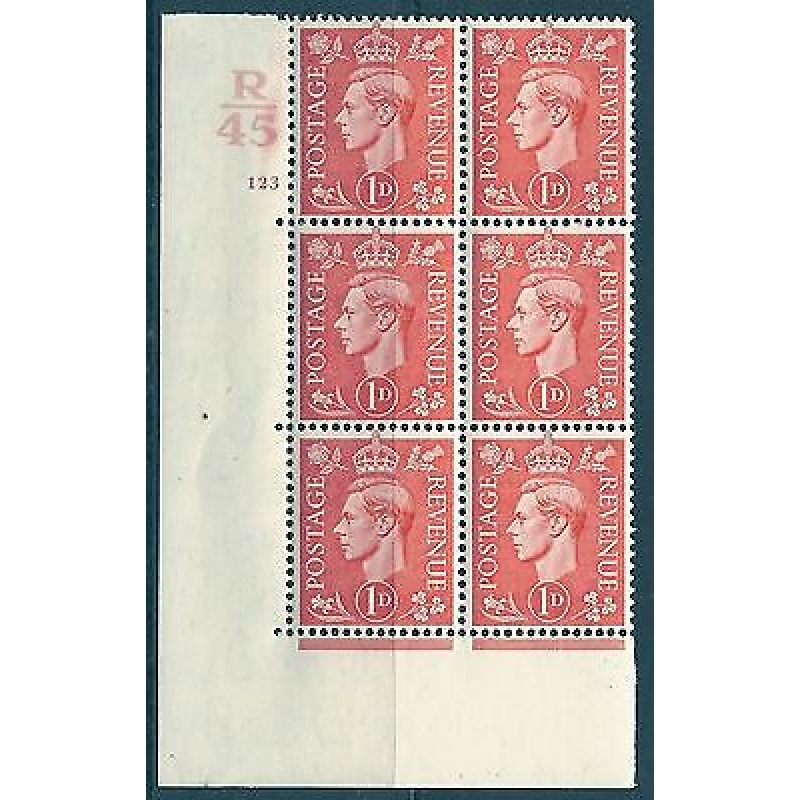 1d Pale scarlet R45 123 No Dot cylinder block UNMOUNTED MINT