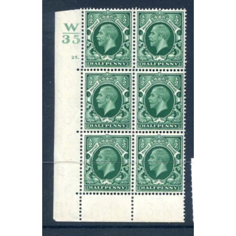 KGV SG439 1 2d Green W35 Cyl 25 Dot E P Unmounted Mint