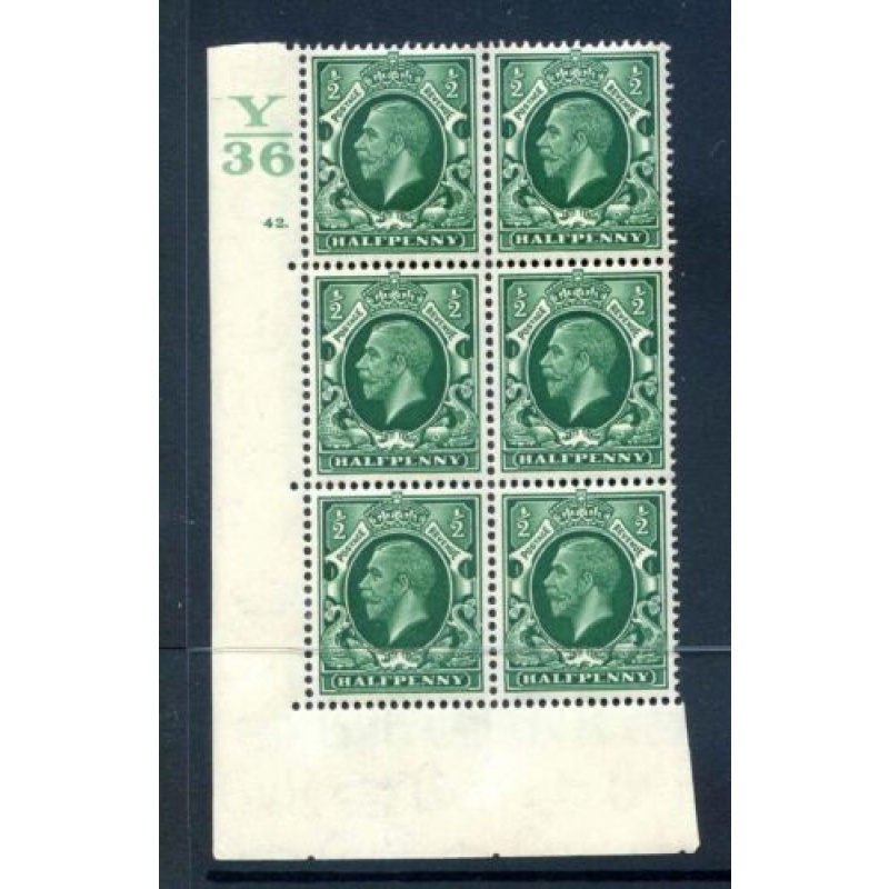 KGV SG439 1 2d Green Y36 Cyl 42 Dot E I Unmounted Mint