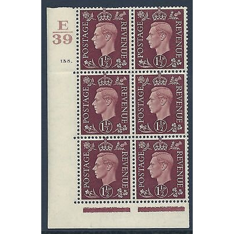 1937 1d Brown Dark colours E39 135 Dot perf 5(E I) block 6 UNMOUNTED MINT MNH