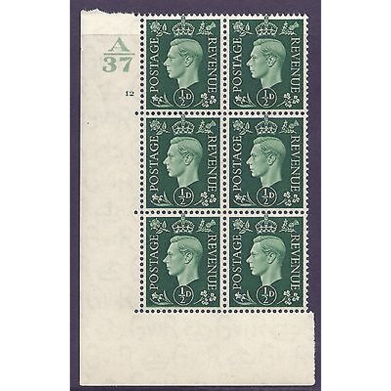 1937 d Green Dark colours A37 12 No Dot Perf 5(E I) block 6 UNMOUNTED MINT MNH