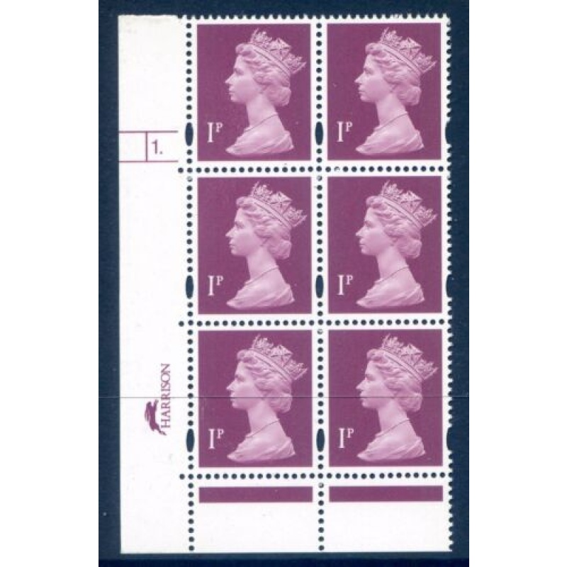 QE2 1p Unmounted Mint Cylinder 1 dot Block 6