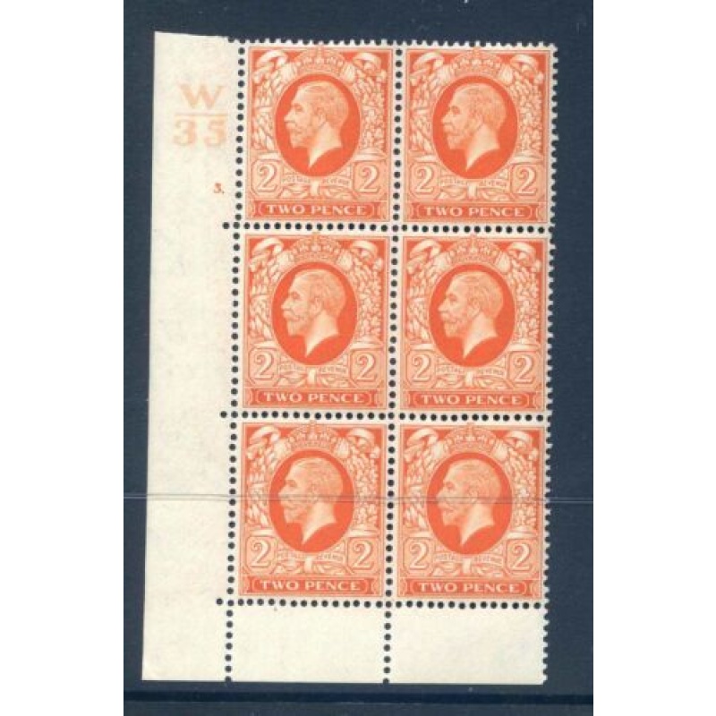 KGV SG442 2d Orange W35 Cyl 5 Dot E P Unmounted Mint