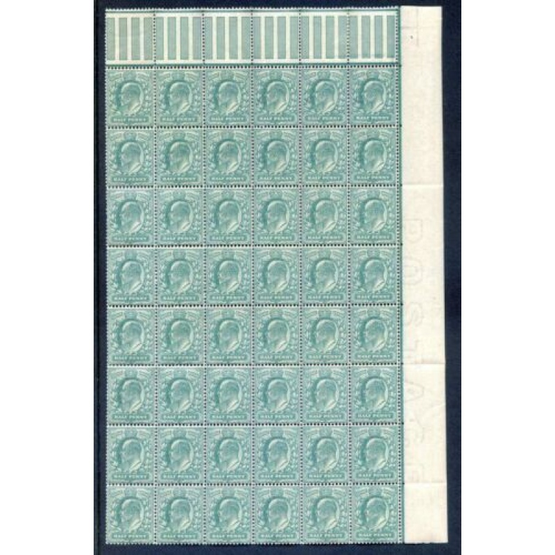 KEV11 1 2d Dull Green SG268 Unmounted Mint Marginal Block 48