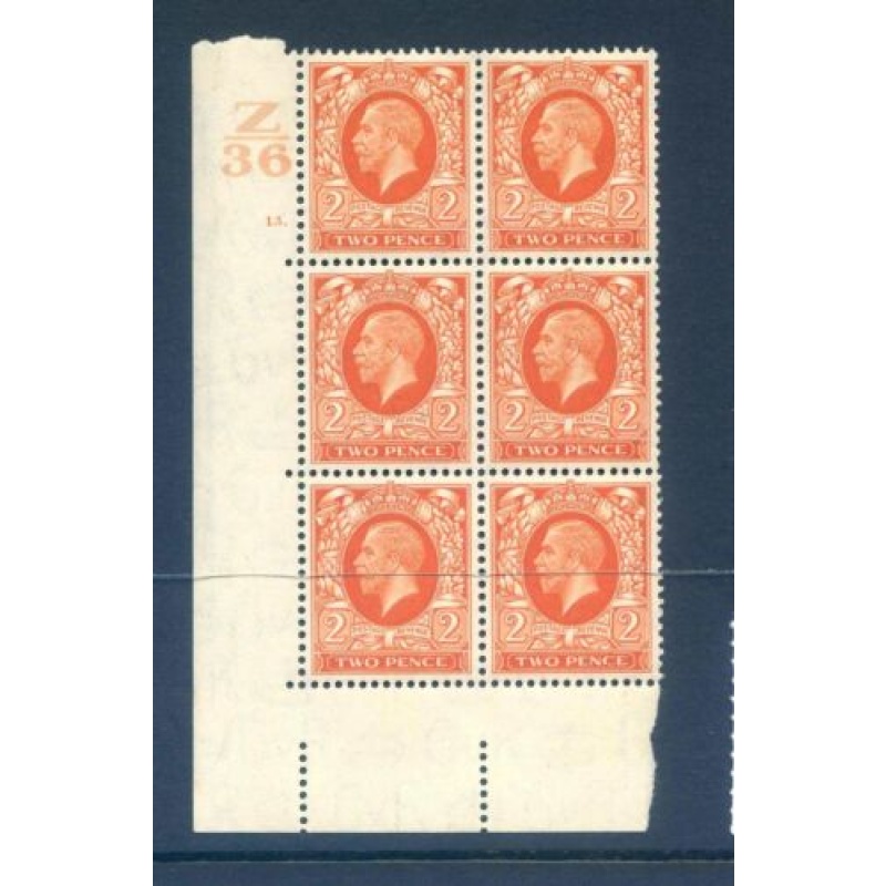 KGV SG442 2d Orange Z36 Cyl 13 Dot E I Unmounted Mint