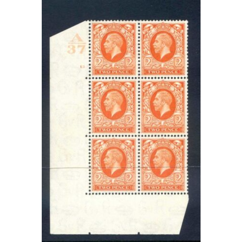 KGV SG442 2d Orange A37 Cyl 13 No Dot E I Unmounted Mint