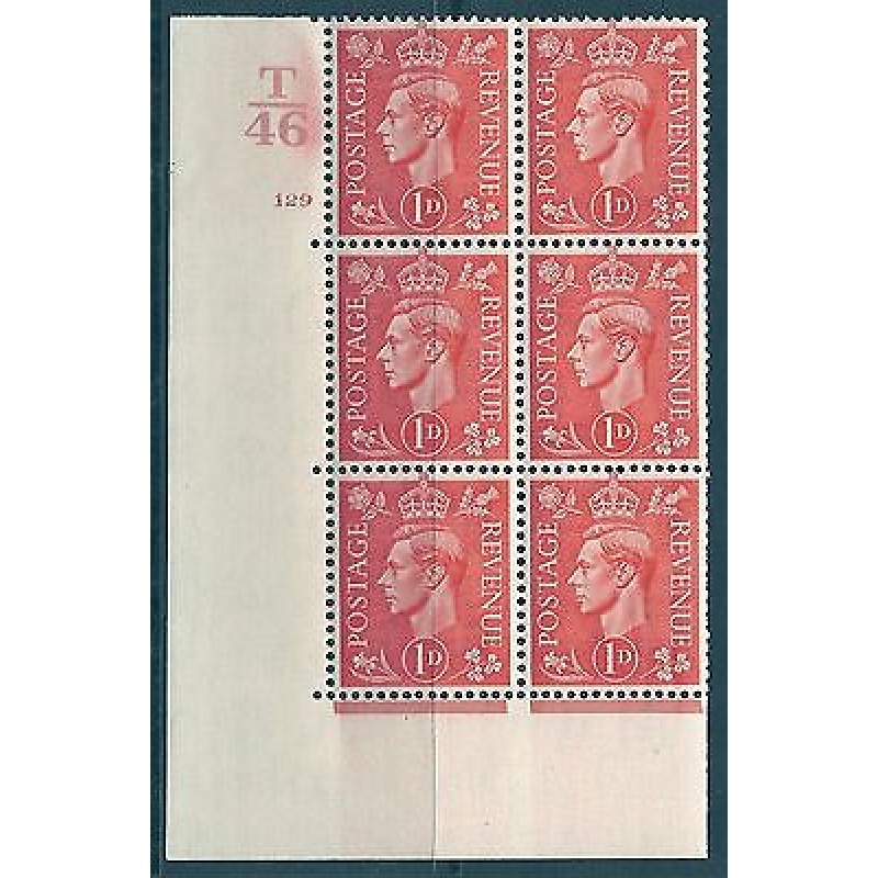 1d Pale scarlet T46 129 No Dot cylinder block UNMOUNTED MINT