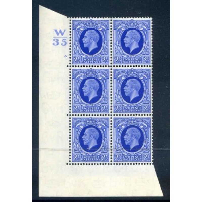 KGV SG443 2 1 2d Bright Blue W35 Cyl 6 No Dot E I Unmounted Mint