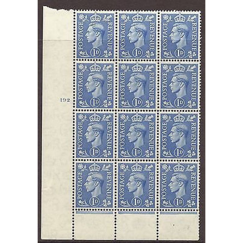 1d light ultramarine 192 No dot cylinder block perf 6(I P) UNMOUNTED MINT MNH