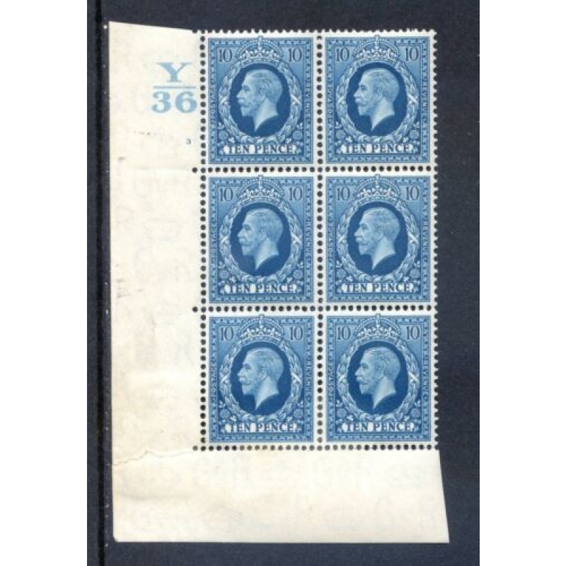 KGV 10d Turqoise Blue SG448 Cylinder 3 No Dot Y36 Mounted Mint Block 6