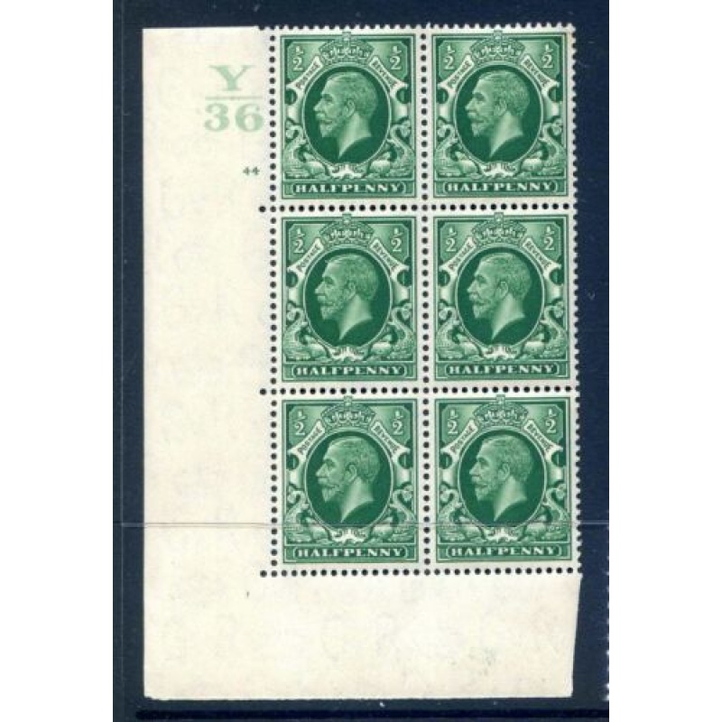 KGV SG439 1 2d Green Y36 Cyl 44 No Dot E I Unmounted Mint