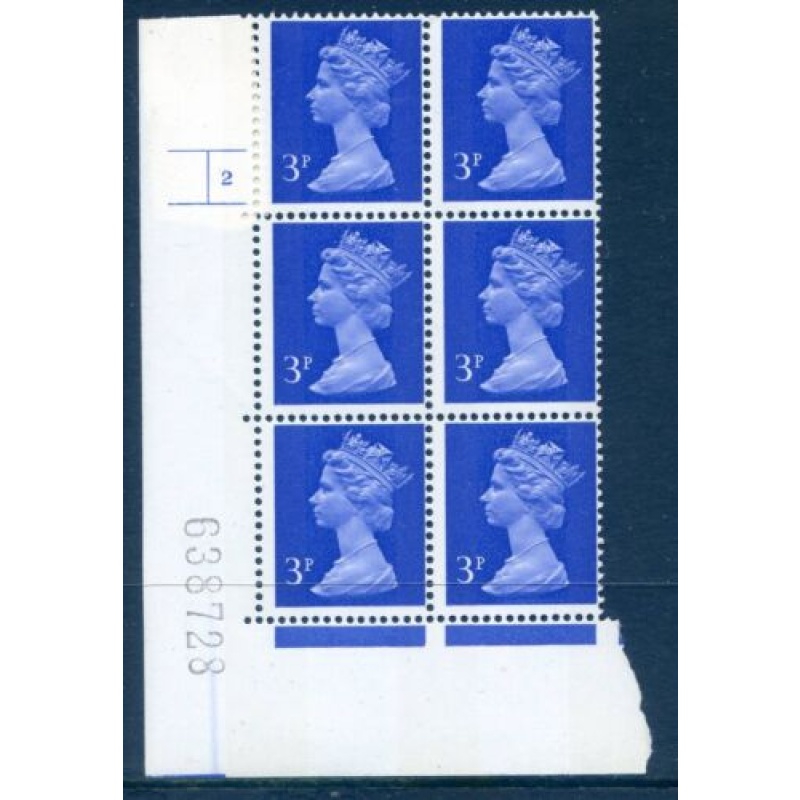 QE2 3p SGU101 Unmounted Mint Cylinder 2 No dot Block 6 Phos 5