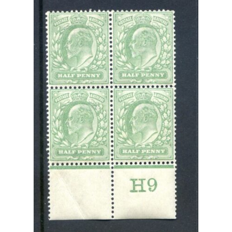 KEV11 1 2d Pale Yellowish Green H9(P) Unmounted Mint Control Block 4