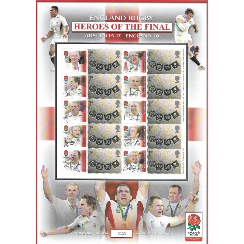 BK220  226 GB 2003 Rugby - Heroes of The Final - Smiler sheet numbered pair