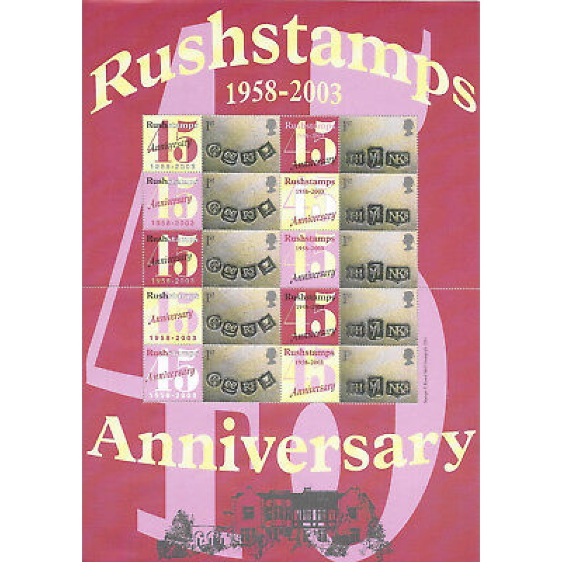 BC-017 GB 2003 Rushstamps 45th Anniversary Smiler sheet UNMOUNTED MINT MNH