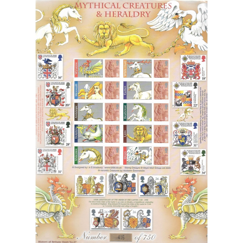 BC-220 GB 2009 Mythical Creatures  Heraldry Smiler sheet UNMOUNTED MINT