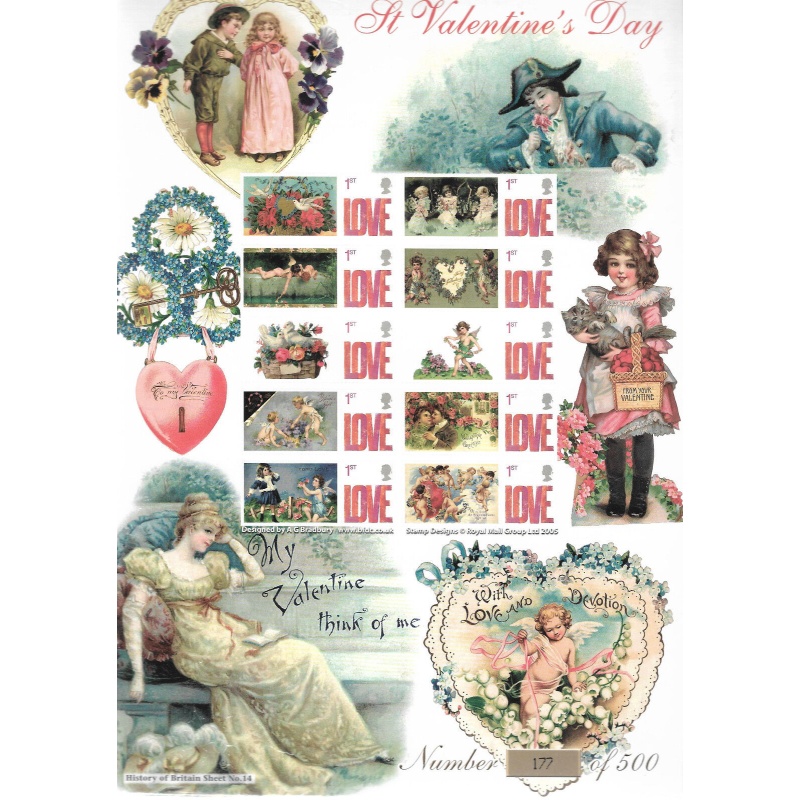 BC-130 GB 2005 St Valentines Day Smiler sheet UNMOUNTED MINT