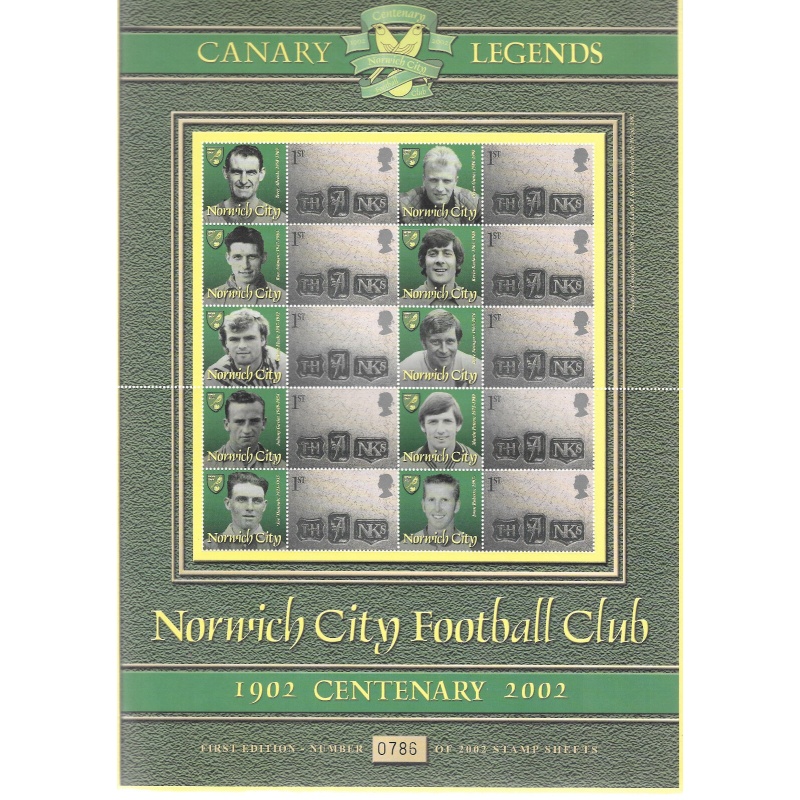 BC-007 GB 2002 Norwich City FC Smiler sheet UNMOUNTED MINT