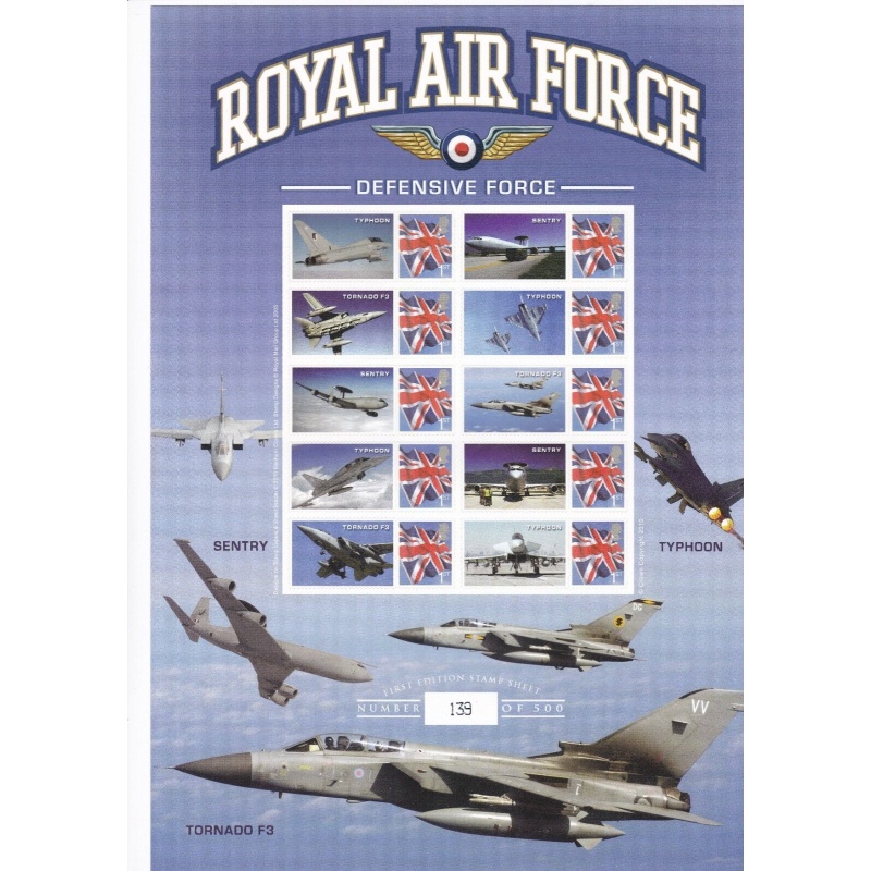 GBS-114 GB 2010 RAF Defensive no. 139 SMILER SHEET UNMOUNTED MINT