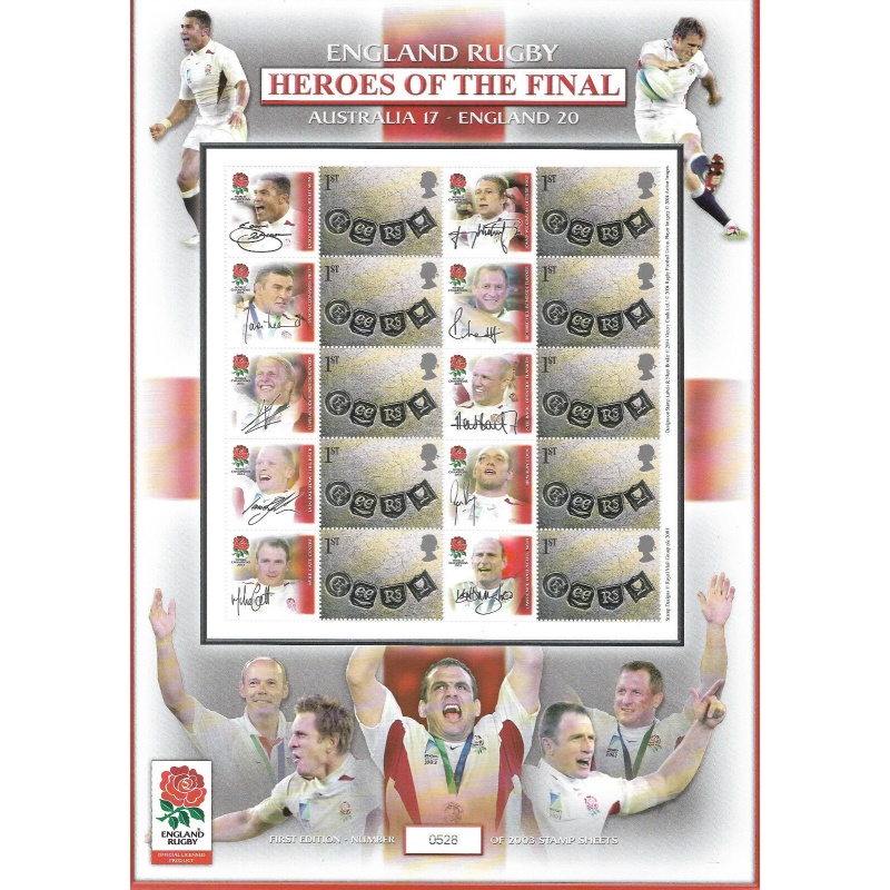 BK220  226 GB 2003 Rugby - Heroes of The Final - Smiler sheet numbered pair