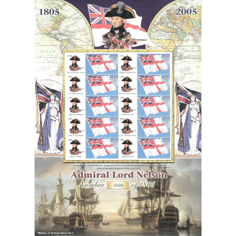 BC-059 2005 Admiral Lord Nelson history sheet no.1 Smiler sheet UNMOUNTED MINT