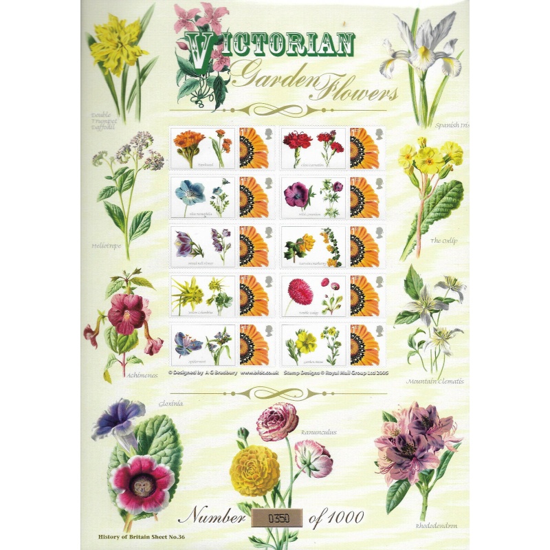 BC-208 2005 Victorian Garden Flowers history sheet  Smiler sheet UNMOUNTED MINT